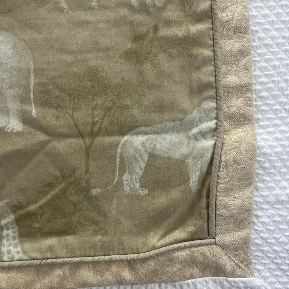 Safari Animal Print Baby Quilt Tan Waffle Knit Border Toile Size 34